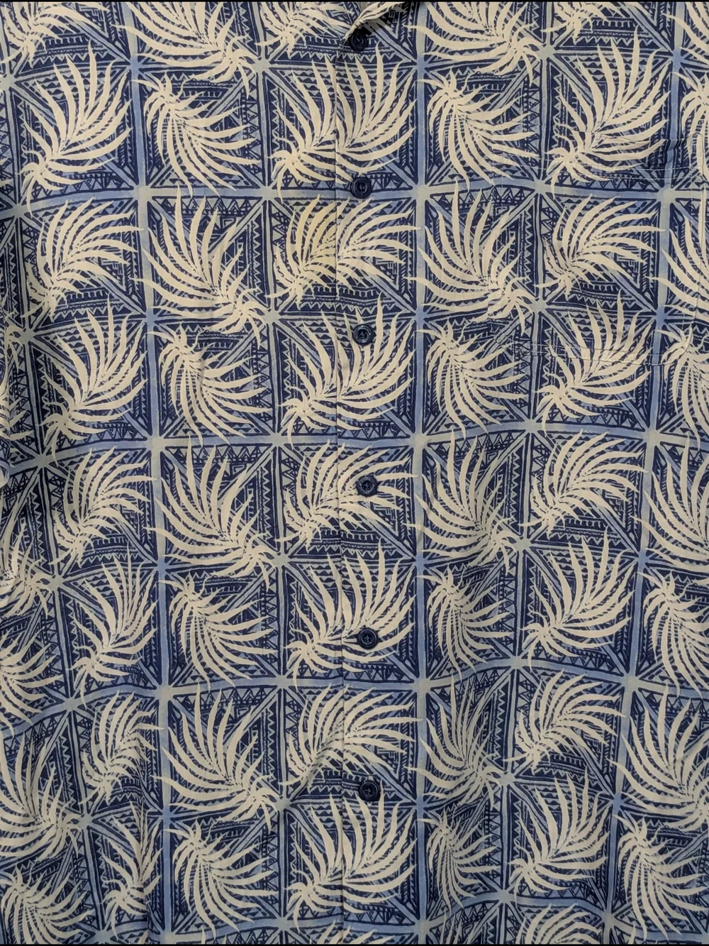 Nat Nast Men’s Hawaiian Shirt XXL Blue White Tropical Camp Shirt Button Front
